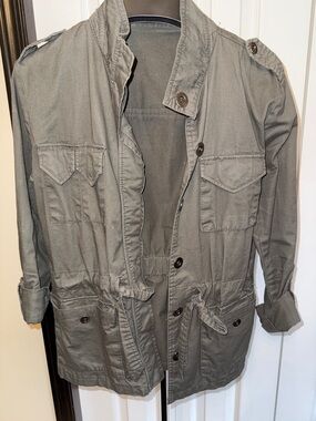Urban life olive Green Utility Jacket with Drawstring Waist